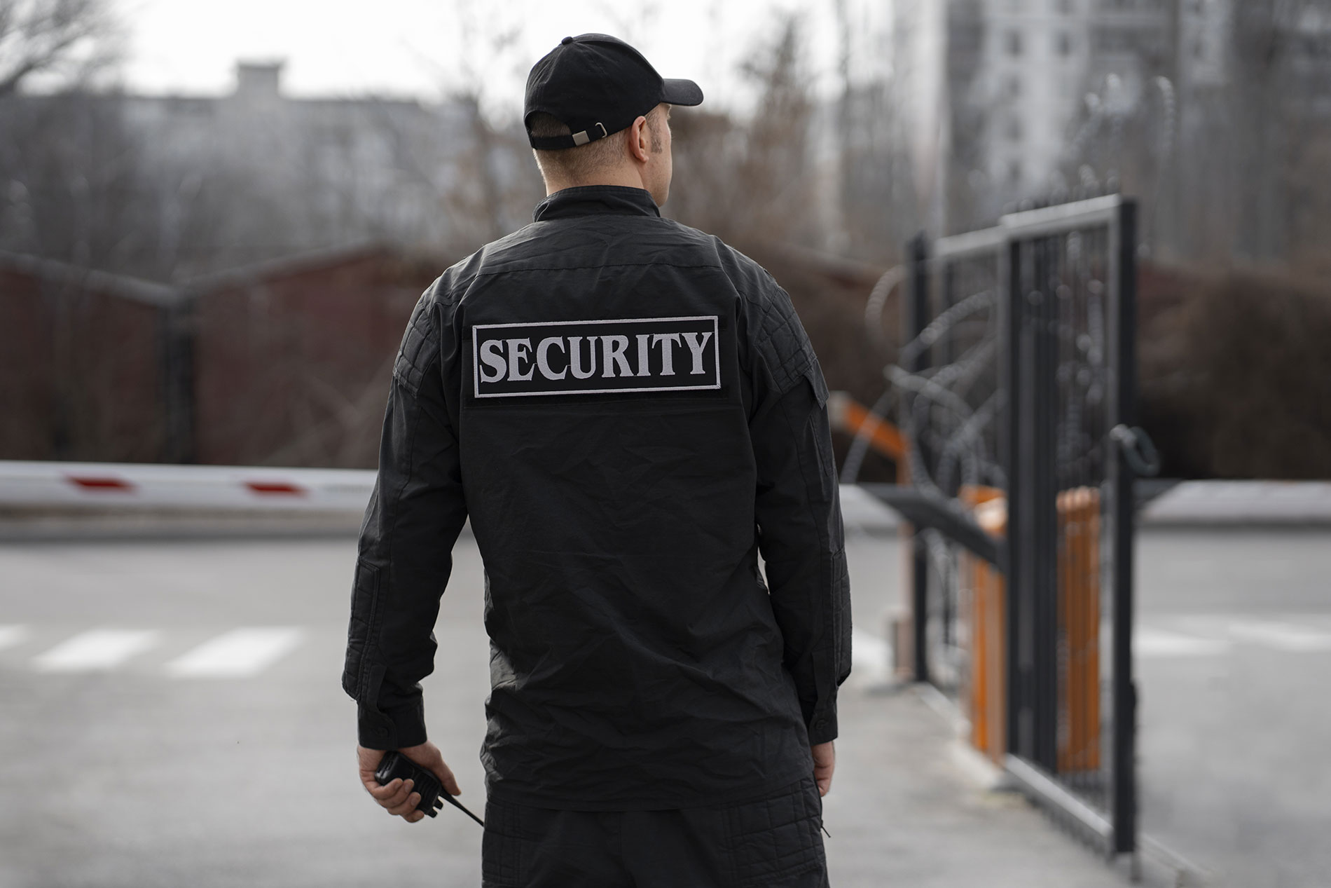 Services Security Guard with Barbed Wire Fence